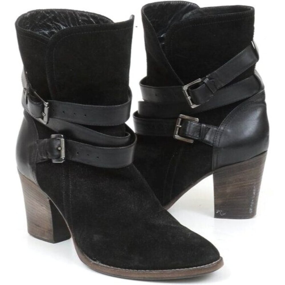 Aquatalia Women's 11 Leather Slouchy Buckle Boots Western Festival Coachella
